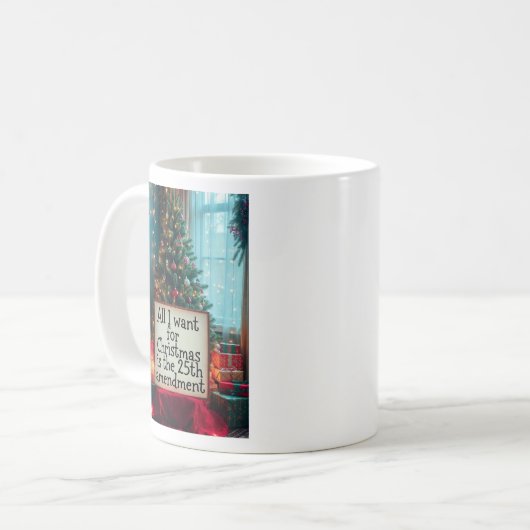 25th Amendment Christmas Mug with Festive Tree コーヒーマグカップ (正面左)