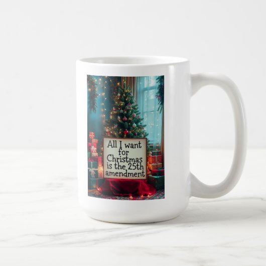 25th Amendment Christmas Mug with Festive Tree コーヒーマグカップ (右)