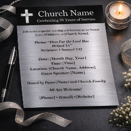 25th Anniversary Black Silver Church Invitation チラシ