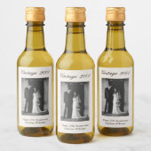 25th Anniversary Party Favor Custom Wedding Photo ワインラベル (ボトル)