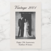 25th Anniversary Party Favor Custom Wedding Photo ワインラベル (シングルラベル)