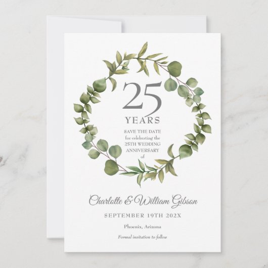 25th+Anniversary+Save+the+Date+ウッドランド+グリーナリー 招待状 (正面)