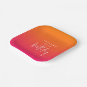 25th Birthday Bold Hot Pink and Orange Ombre ペーパープレート (傾斜あり)