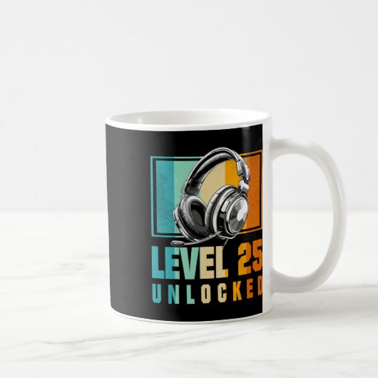 25th Birthday Boy Video Gamer Level 25 Unlocked Bo コーヒーマグカップ (右)