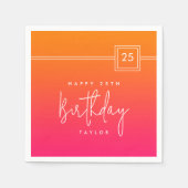 25th Birthday Hot Pink Orange Colorful スタンダードカクテルナプキン (正面)