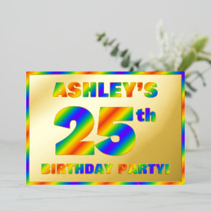 25th Birthday Party —おもしろい、レインボースペクトル「25」 箔招待状
