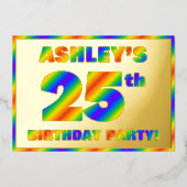 25th Birthday Party —おもしろい、レインボースペクトル「25」 箔招待状 (正面)
