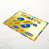 25th Birthday Party —おもしろい、レインボースペクトル「25」 箔招待状 (回転した状態)