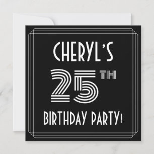 25th Birthday Party:アールデコスタイル(名前をカスタムする付) 招待状