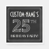 25th Birthday Party:アールデコスタイル+名前をカスタムする スタンダードランチョンナプキン (正面)