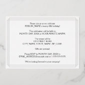 25th Birthday Party —アールデコスタイル「25」 & Name 箔招待状 (裏面)