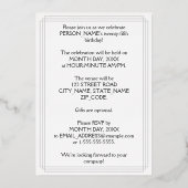 25th Birthday Party – スクリプエレガントト+名前をカスタムする 箔招待状 (裏面)