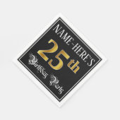 25th Birthday Party – スクリプファンシート、フェイク金ゴールド・ルック スタンダードランチョンナプキン (角)