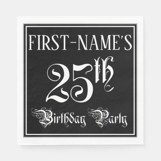 25th Birthday Party – スクリプファンシート+名前をカスタムする スタンダードランチョンナプキン (正面)