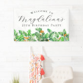 25th Birthday Party December Birth Flower Welcome 横断幕 (インサイチュ)