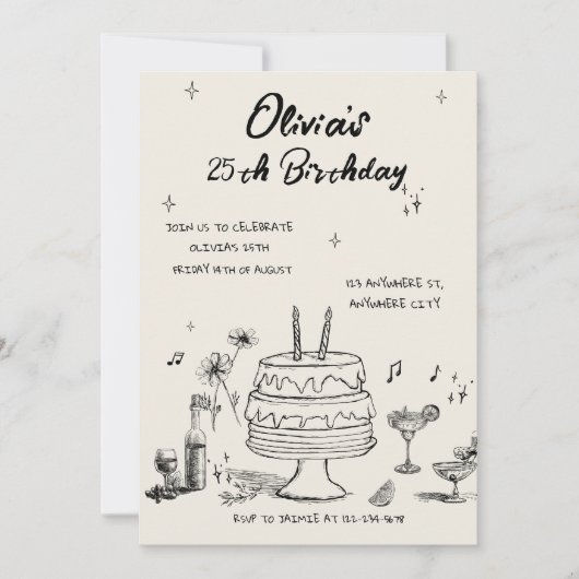 25th Birthday Party Invitation 招待状 (正面)