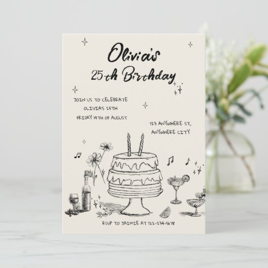 25th Birthday Party Invitation 招待状 (スタンド正面)