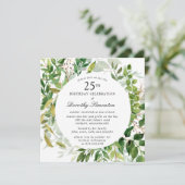 25th Birthday Party Modern Green Botanical  招待状 (スタンド正面)