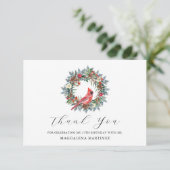 25th Birthday Red Cardinal Wreath Custom Flat サンキューカード (スタンド正面)