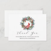 25th Birthday Red Cardinal Wreath Custom Flat サンキューカード (正面/裏面)