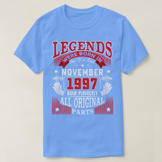25th Birthday Tee Legends Born In November 1997 25 Tシャツ (デザイン正面)