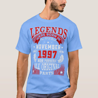 25th Birthday Tee Legends Born In November 1997 25 Tシャツ