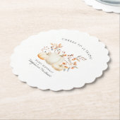 25th Birthday White Pumpkin Fall Leaves Custom ペーパーコースター (アングル)