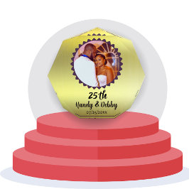 25th Gold Black Anniversary Gift Keepsake フォトブロック