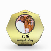 25th Gold Black Anniversary Gift Keepsake フォトブロック (正面)