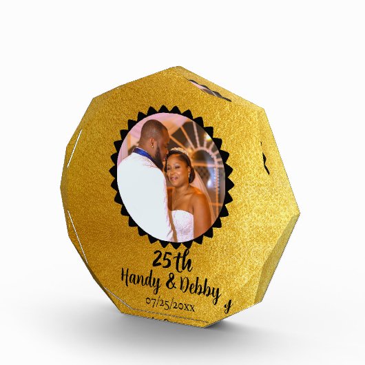25th Gold Black Anniversary Gift Keepsake フォトブロック (右)