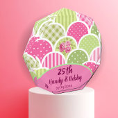 25th Modern Floral Pink Anniversary Photo Block  フォトブロック