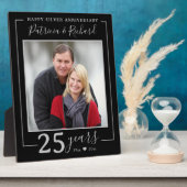 25th Silverの結婚アニバーサリーフォトブラック フォトプラーク (側面)