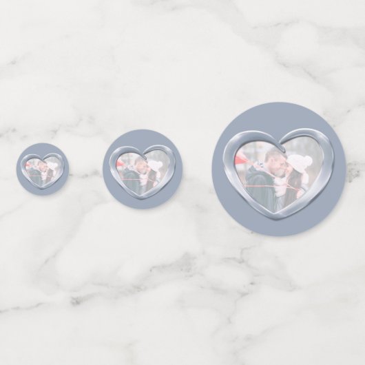 25th silverの結婚記念ハートと写真 コンフェッティ (正面)