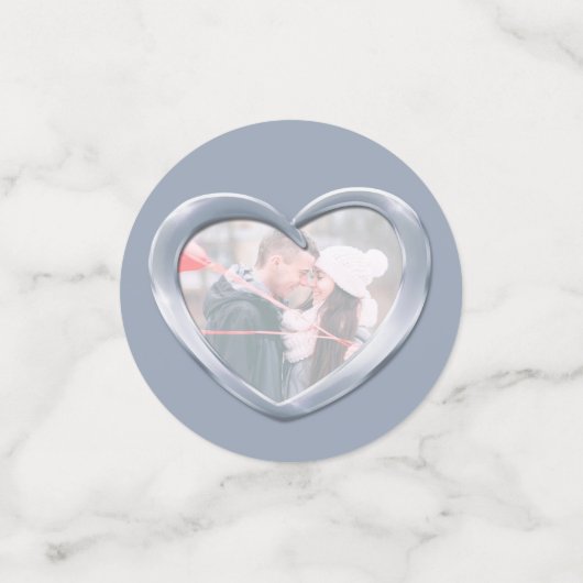 25th silverの結婚記念ハートと写真 コンフェッティ (スモール正面)