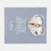 25th silverの結婚記念写真ハート フリースブランケット (正面(横))