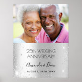 25th silverの記念写真結婚歓迎 ポスター (正面)