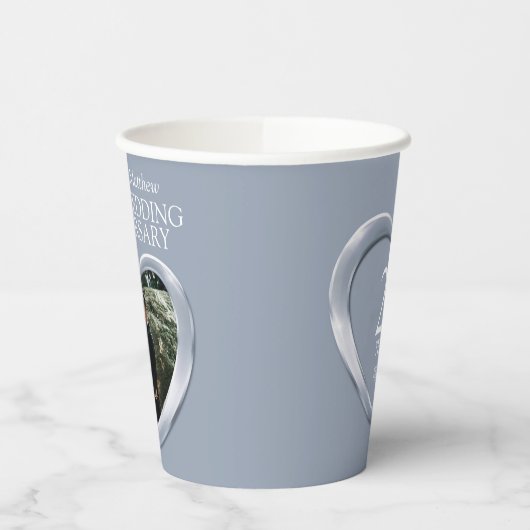 25th Silverの記念結婚ハート写真 紙コップ (左)