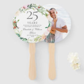 25th Silverの記念結婚フローラバラ写真 ハンドファン (正面&裏面)