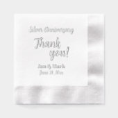 25th Silver結婚's Anniversary Stylized Thank 箔ナプキン (正面)