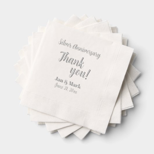 25th Silver結婚's Anniversary Stylized Thank 箔ナプキン (インサイチュ (積み重ね))