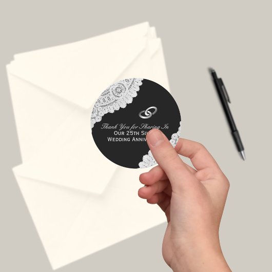 25th Silver 結婚's Anniversary Thank You ラウンドシール