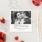 25th Silver Anniversaryの結婚写真エレガント スタンダードカクテルナプキン (インサイチュ)