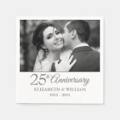 25th Silver Anniversaryの結婚写真エレガント スタンダードカクテルナプキン (正面)