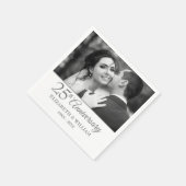 25th Silver Anniversaryの結婚写真エレガント スタンダードカクテルナプキン (角)