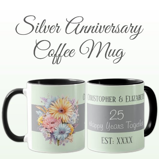 25th silver anniversary flowers names green マグカップ