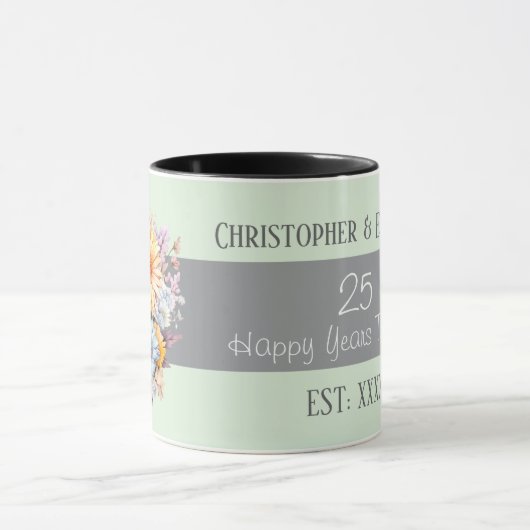 25th silver anniversary flowers names green マグカップ (中央)