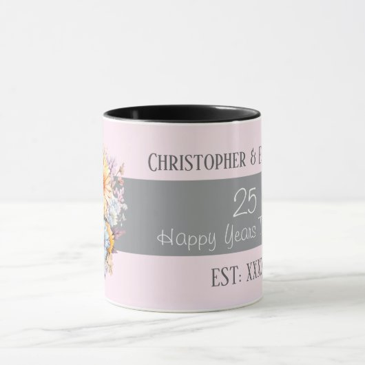 25th silver anniversary flowers names pink マグカップ (中央)