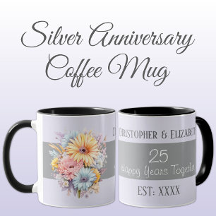 25th silver anniversary flowers names purple マグカップ