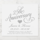 25th Silver Wedding Anniversary スパークリングワインラベル (シングルラベル)