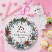 25th Silver Wedding Anniversary Elegant Winter ペーパープレート (パーティー)
